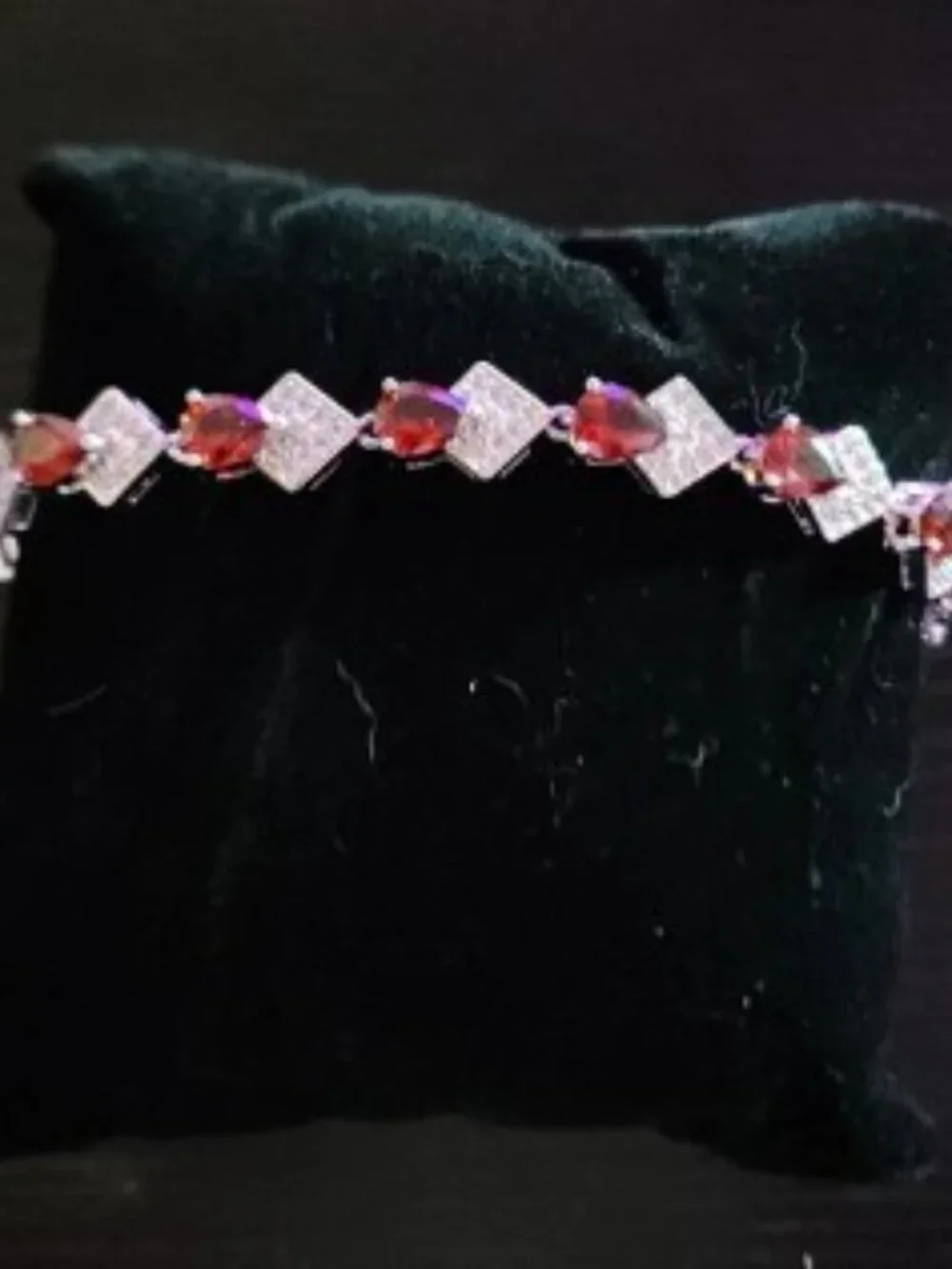 Silver Bracelet with Deep Red Garnet Stones